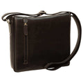 Borsa messenger in pelle di bufalo di colore nero, modello artigianale con tracolla regolabile e tasche con zip.