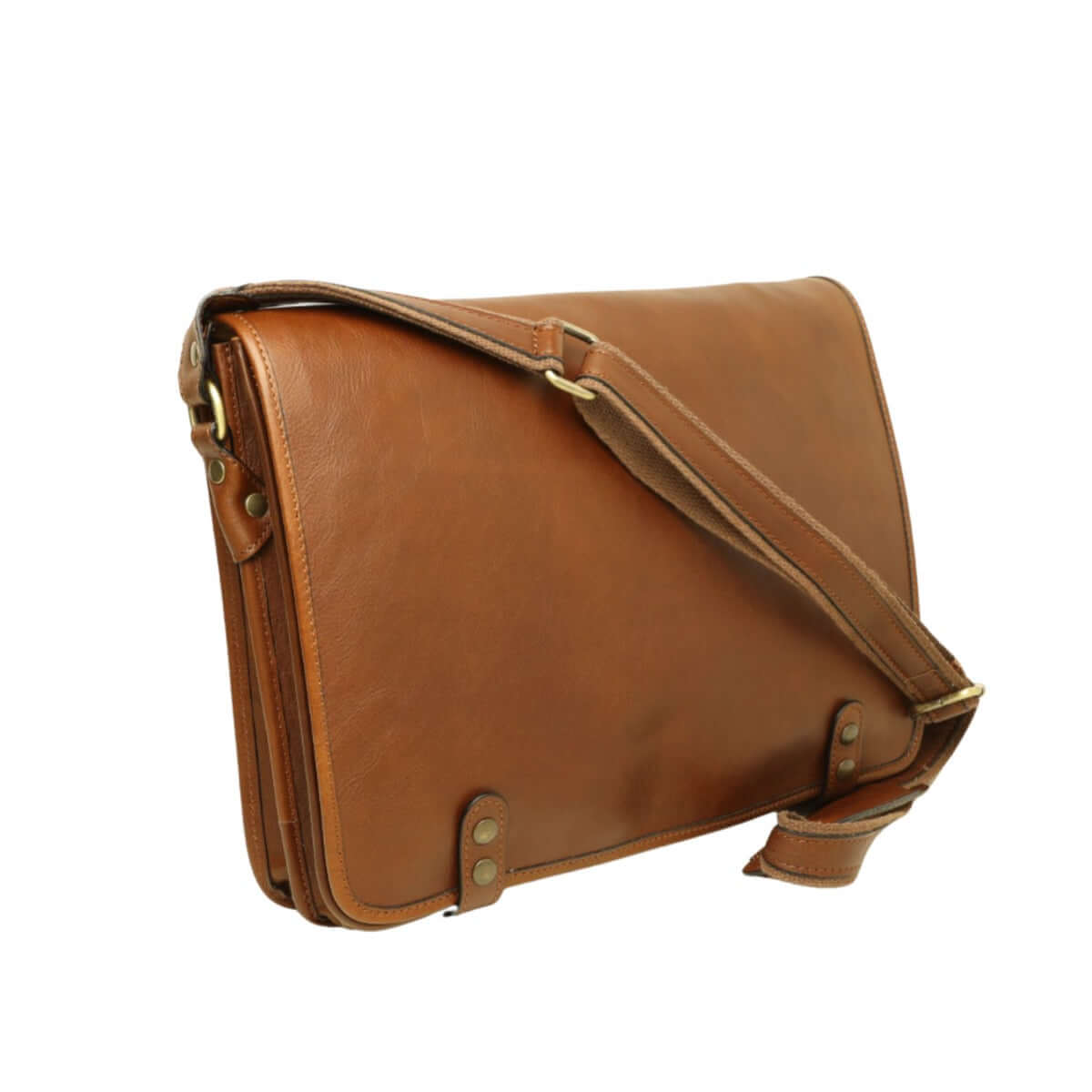 Borsa Messenger in vitello nappato-Castagna, elegante e funzionale, dimensioni 40x30x10 cm.