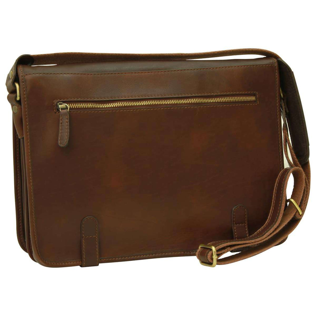 Borsa Messenger in vitello nappato marrone scuro, con tracolla regolabile e ampio spazio interno.