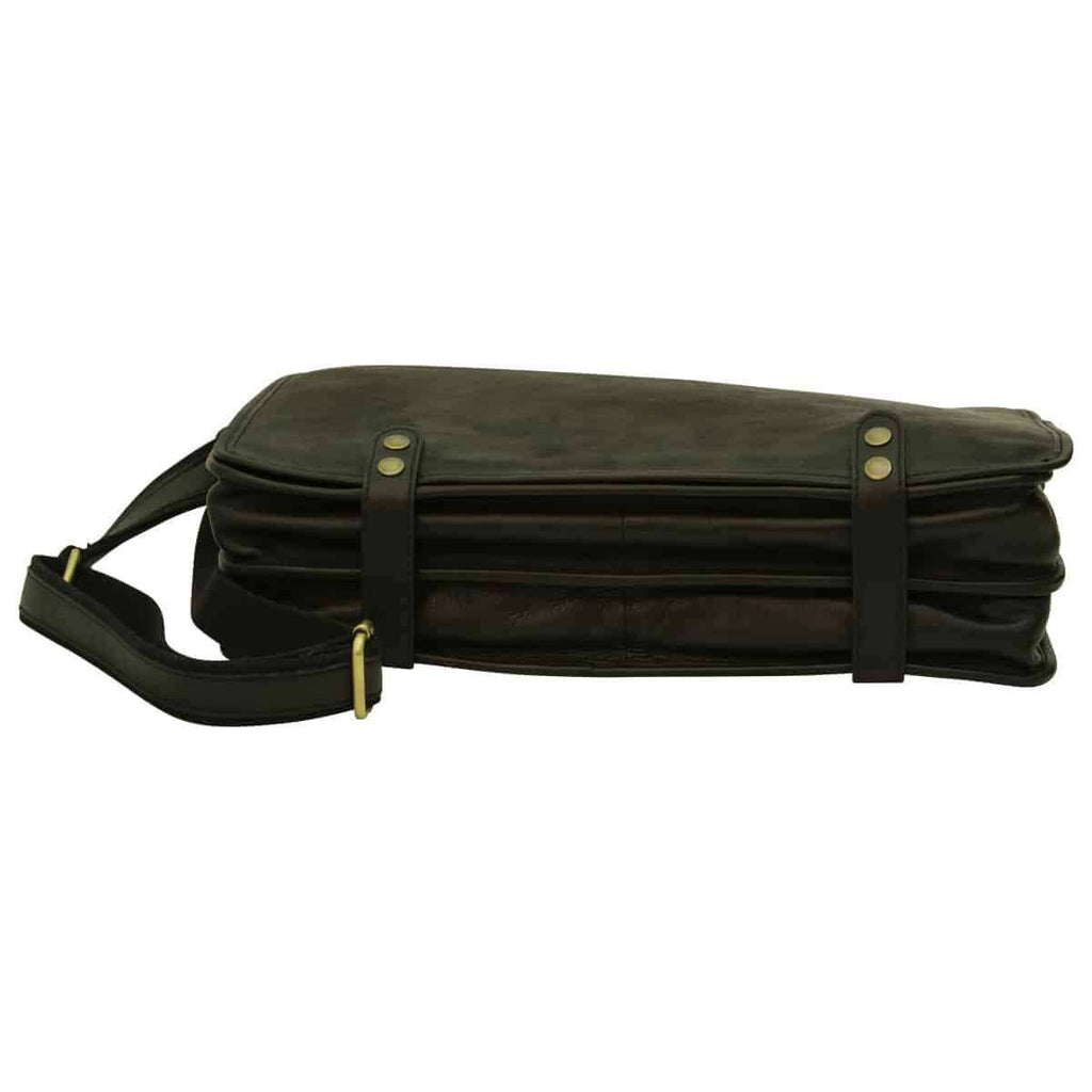 Vetrina Fiorentina -Borsa Messenger in vitello nappato. Nero-