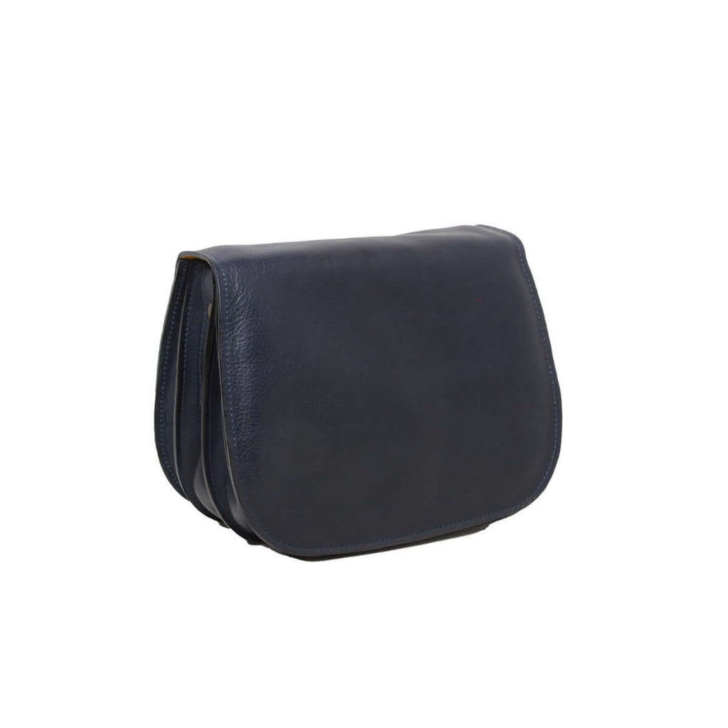 Vetrina Fiorentina -Borsa a tracolla da donna in pelle di vitello pieno fiore-Blu-