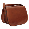Borsa tracolla pelle vitello marrone in pelle pieno fiore, elegante e pratica, con tracolla regolabile.