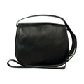 Borsa a tracolla donna pelle vitello nero in pelle di vitello pieno fiore, design elegante e pratico.