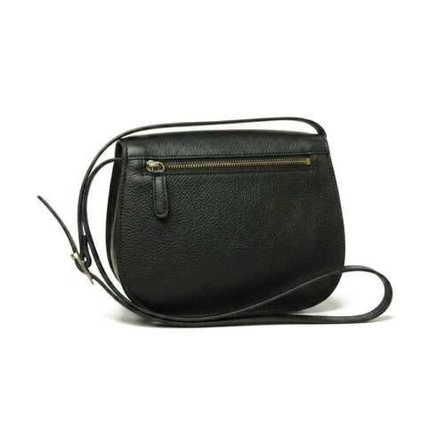 Borsa a tracolla donna pelle vitello nero con chiusura a zip e tracolla regolabile