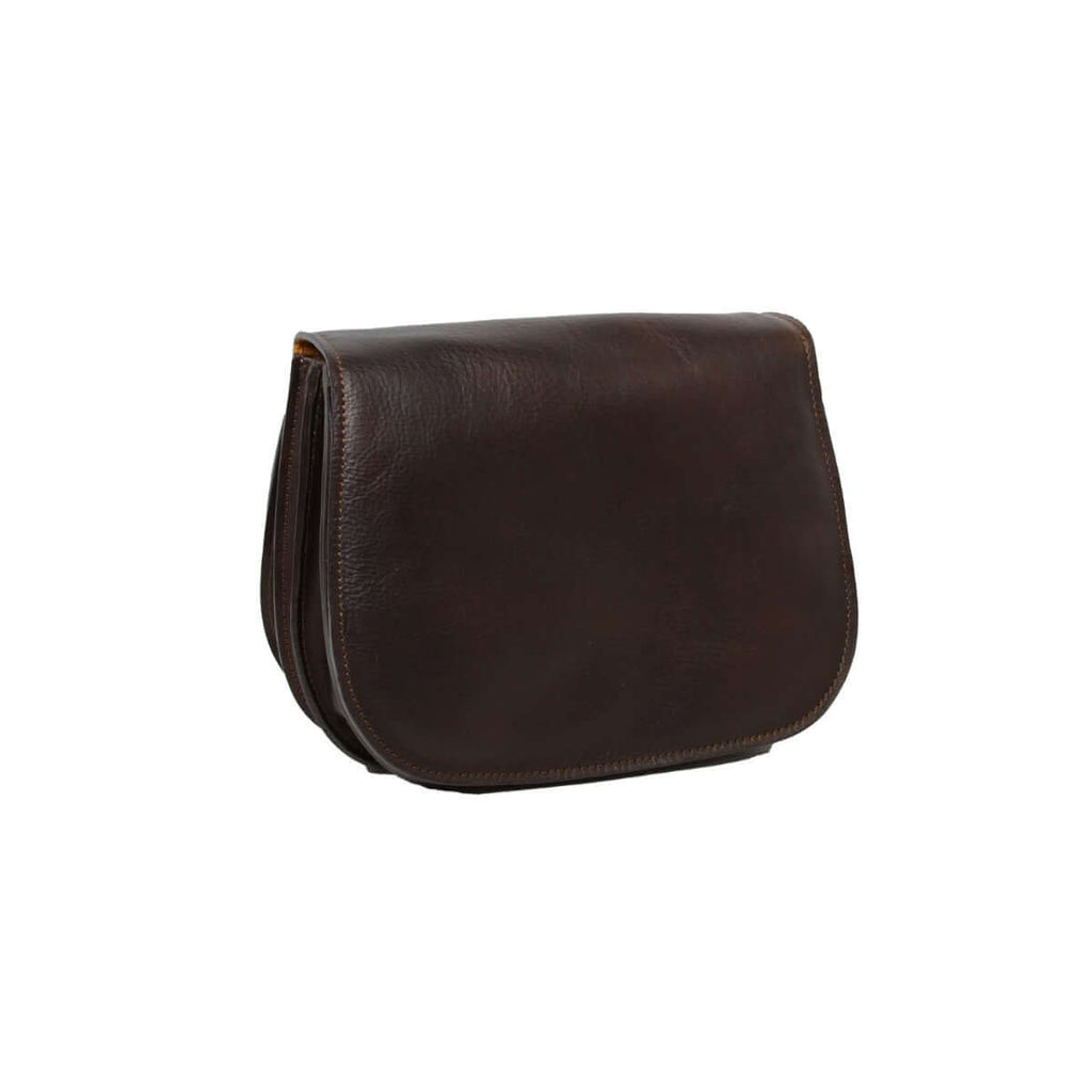Borsa a tracolla pelle vitello pieno fiore Testa moro, elegante e funzionale con scomparti e tracolle rimovibili.