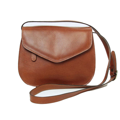 Vetrina Fiorentina -Borsa a tracolla di vitello pieno fiore-Teak-