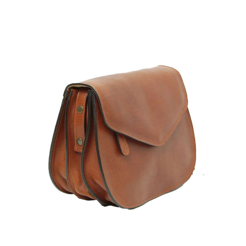 Vetrina Fiorentina -Borsa a tracolla di vitello pieno fiore-Teak-