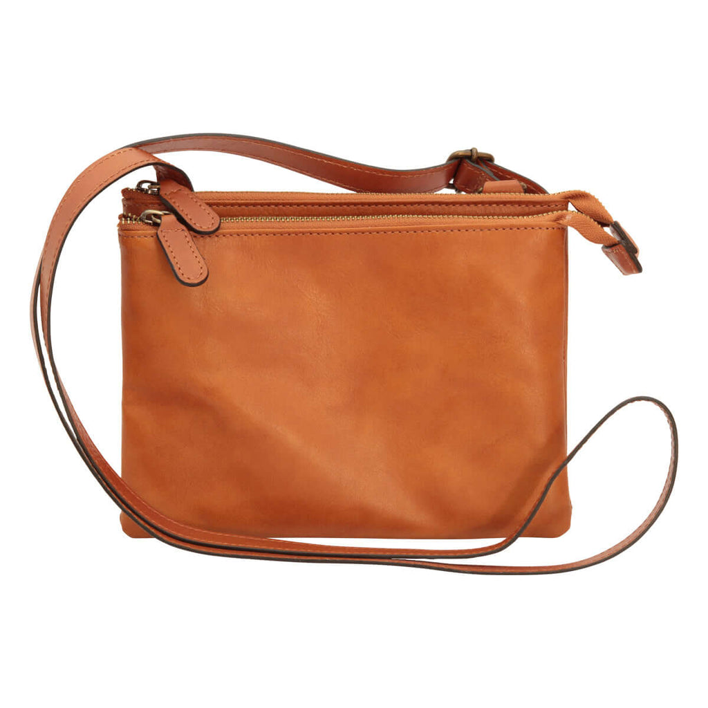 borsa tracolla vitello marrone coloniale - elegante borsa a tracolla in vitello pieno fiore color marrone coloniale