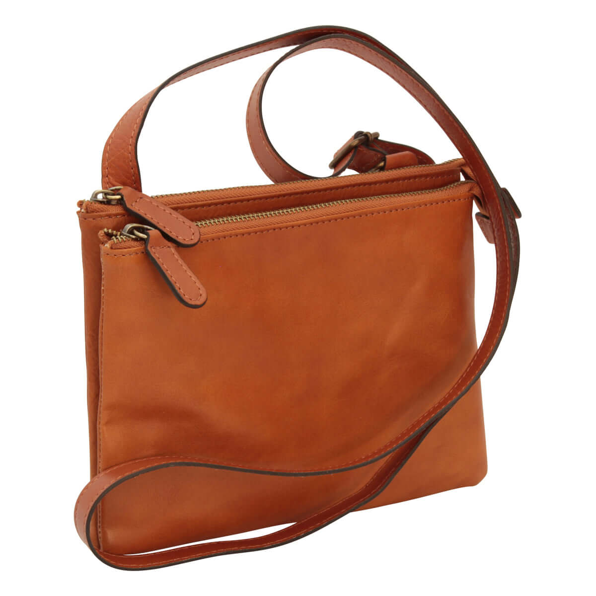 borsa tracolla vitello marrone coloniale in pelle, design artigianale fiorentino, tracolla regolabile