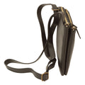 Borsa a tracolla in vitello pieno fiore nera con cinturino regolabile e doppia zip per un accesso facile e veloce.