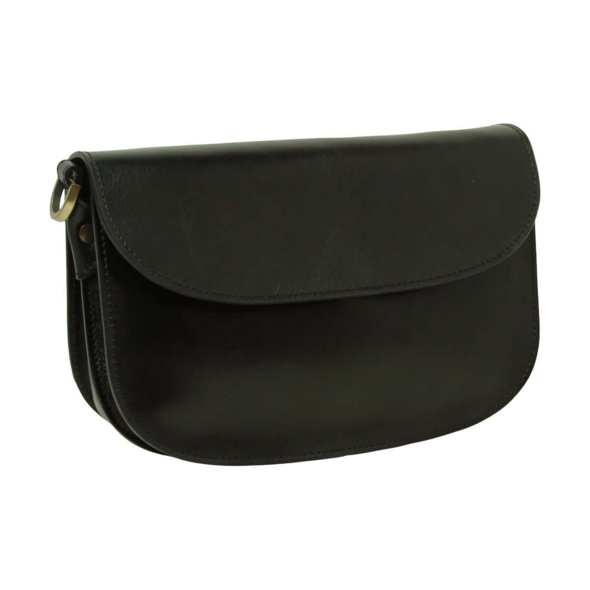 Vetrina Fiorentina -Borsa a tracolla due fianchi in vitello pieno fiore-Nero-