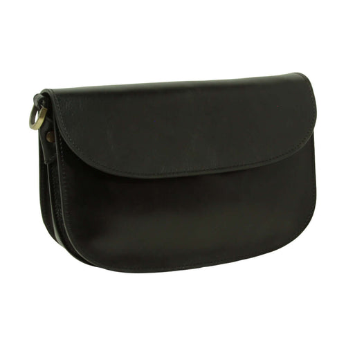 Vetrina Fiorentina -Borsa a tracolla due fianchi in vitello pieno fiore-Nero-