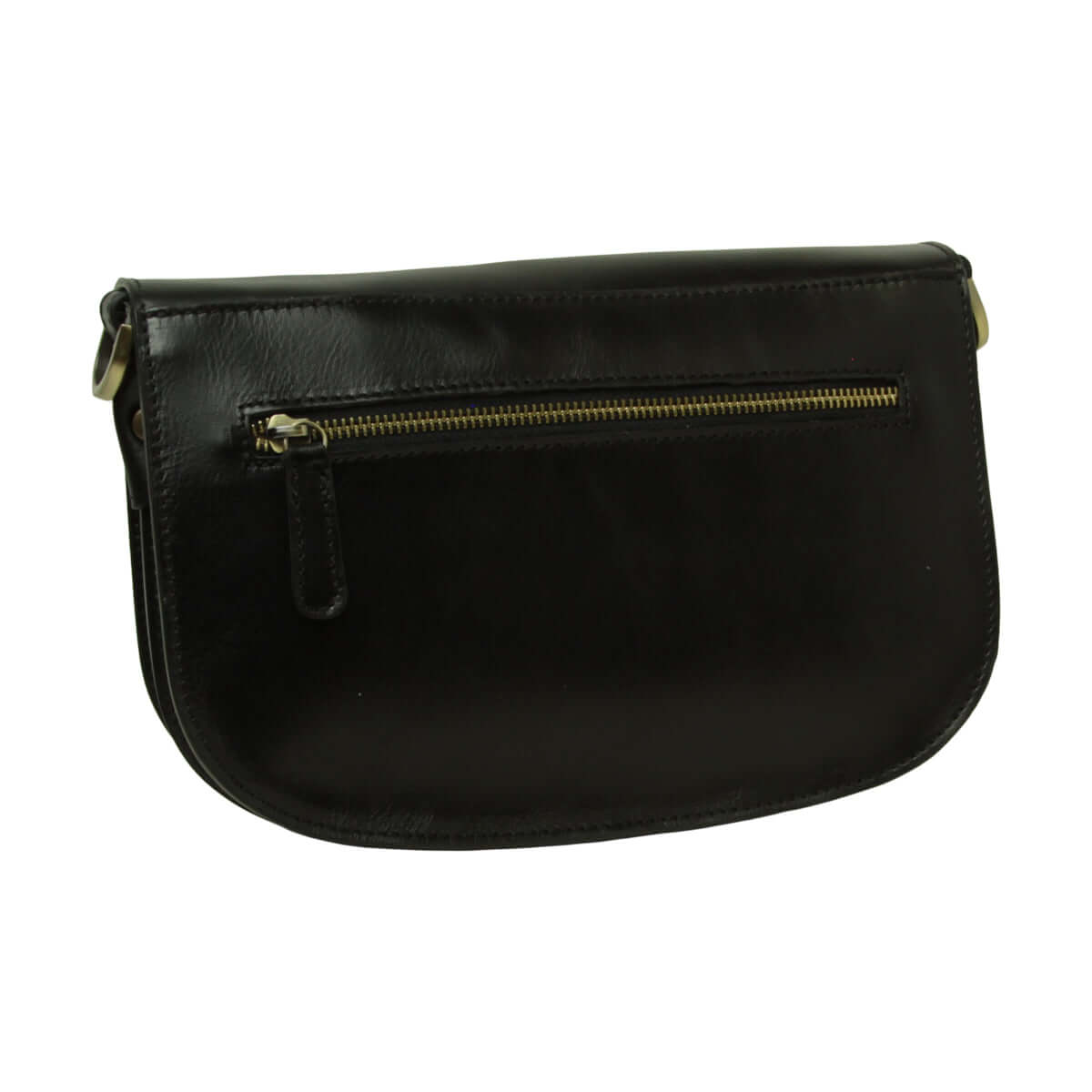Vetrina Fiorentina -Borsa a tracolla due fianchi in vitello pieno fiore-Nero-