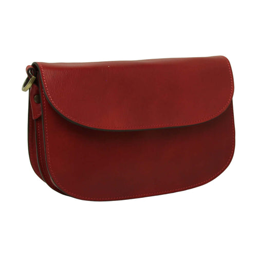 Vetrina Fiorentina -Borsa a tracolla due fianchi in vitello pieno fiore-Rosso-