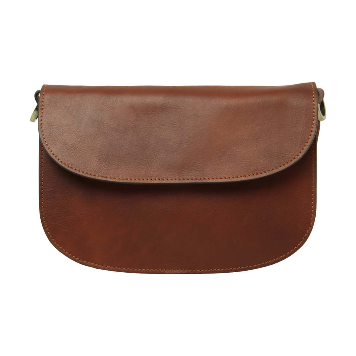 Vetrina Fiorentina -Borsa a tracolla due fianchi in vitello pieno fiore-Teak-