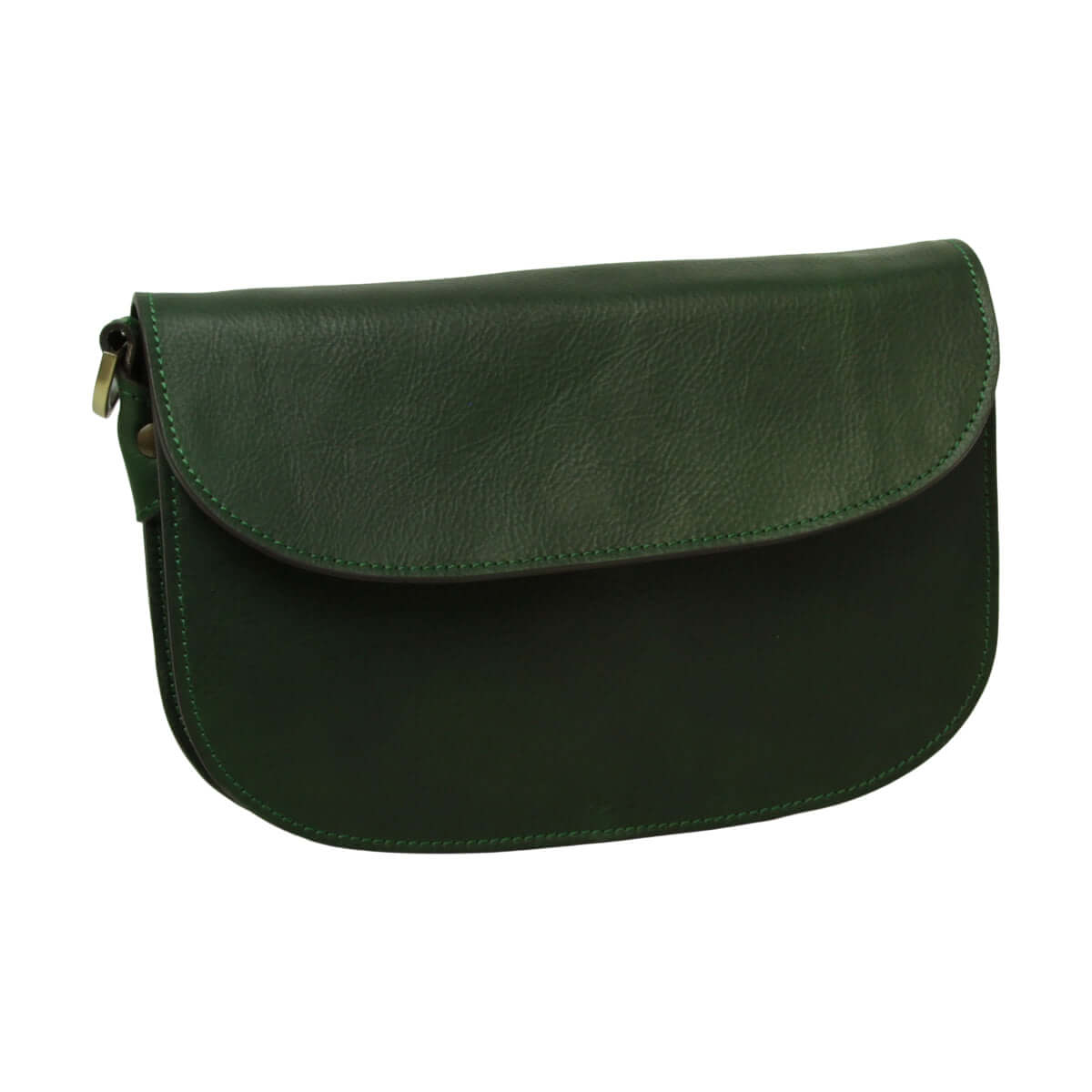 Vetrina Fiorentina -Borsa a tracolla due fianchi in vitello pieno fiore-Verde-