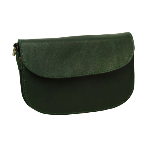 Vetrina Fiorentina -Borsa a tracolla due fianchi in vitello pieno fiore-Verde-