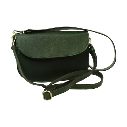 Vetrina Fiorentina -Borsa a tracolla due fianchi in vitello pieno fiore-Verde-