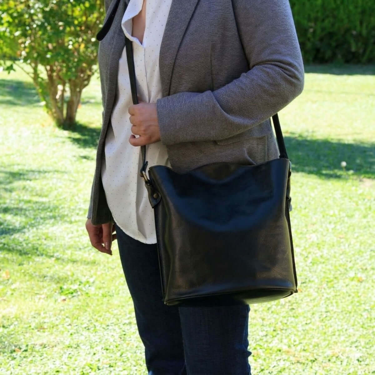 Vetrina Fiorentina -Borsa a tracolla in pelle - Nero-