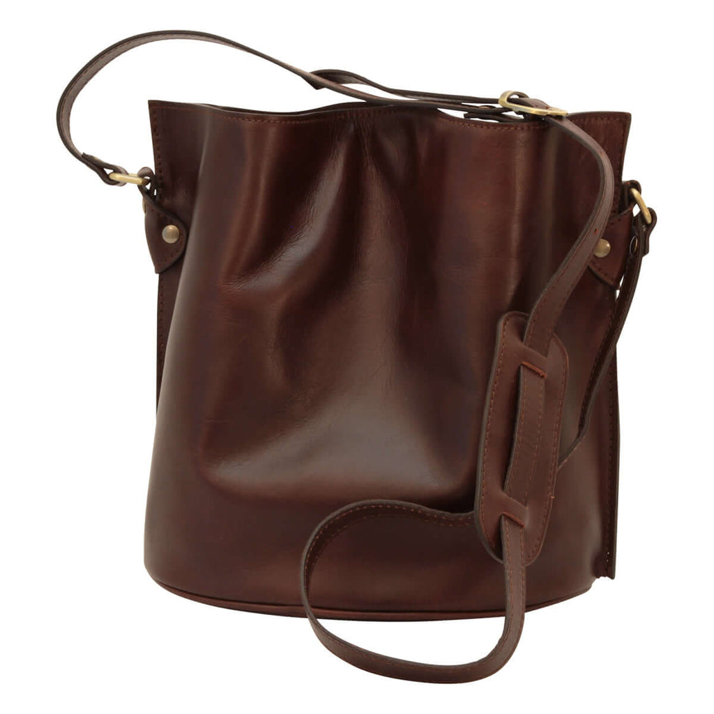 borsa a tracolla in pelle testa di moro con tracolla regolabile in vera pelle marrone.