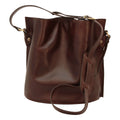 borsa a tracolla in pelle testa di moro con tracolla regolabile in vera pelle marrone.