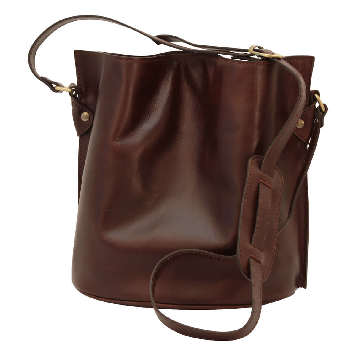 borsa a tracolla in pelle testa di moro con tracolla regolabile in vera pelle marrone.
