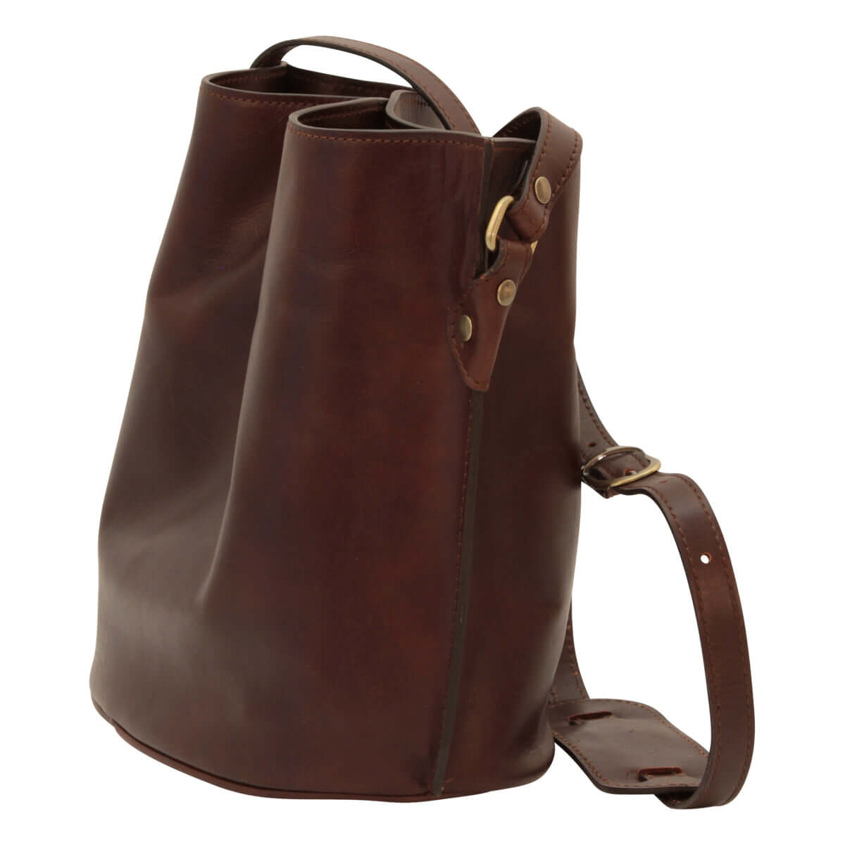 borsa a tracolla in pelle testa di moro vista laterale con tracolla regolabile