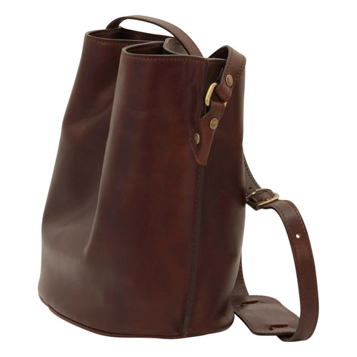 borsa a tracolla in pelle testa di moro vista laterale con tracolla regolabile