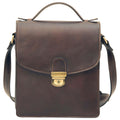 Borsa a tracolla in pelle marrone da uomo, design elegante con tracolla regolabile e chiusura con clip di sicurezza.