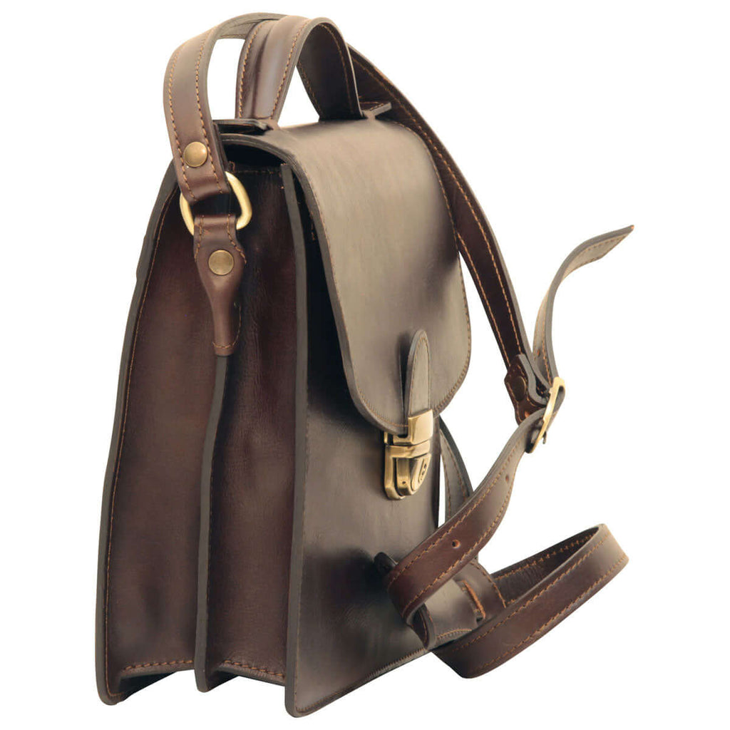 Vetrina Fiorentina -Borsa a tracolla marrone da uomo in pelle artigianale. Marrone Scuro-