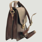 Borsa a tracolla in pelle marrone scuro vista laterale con tasca interna