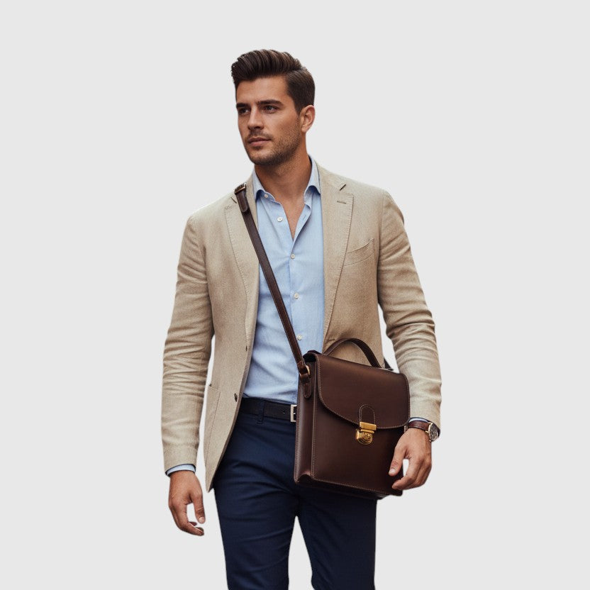 Borsa a Tracolla da Uomo in Pelle Marrone Scuro | Old Angler