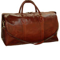 Borsa da viaggio pelle marrone in pelle pieno fiore, ideale per il weekend, con tracolla in pelle staccabile.