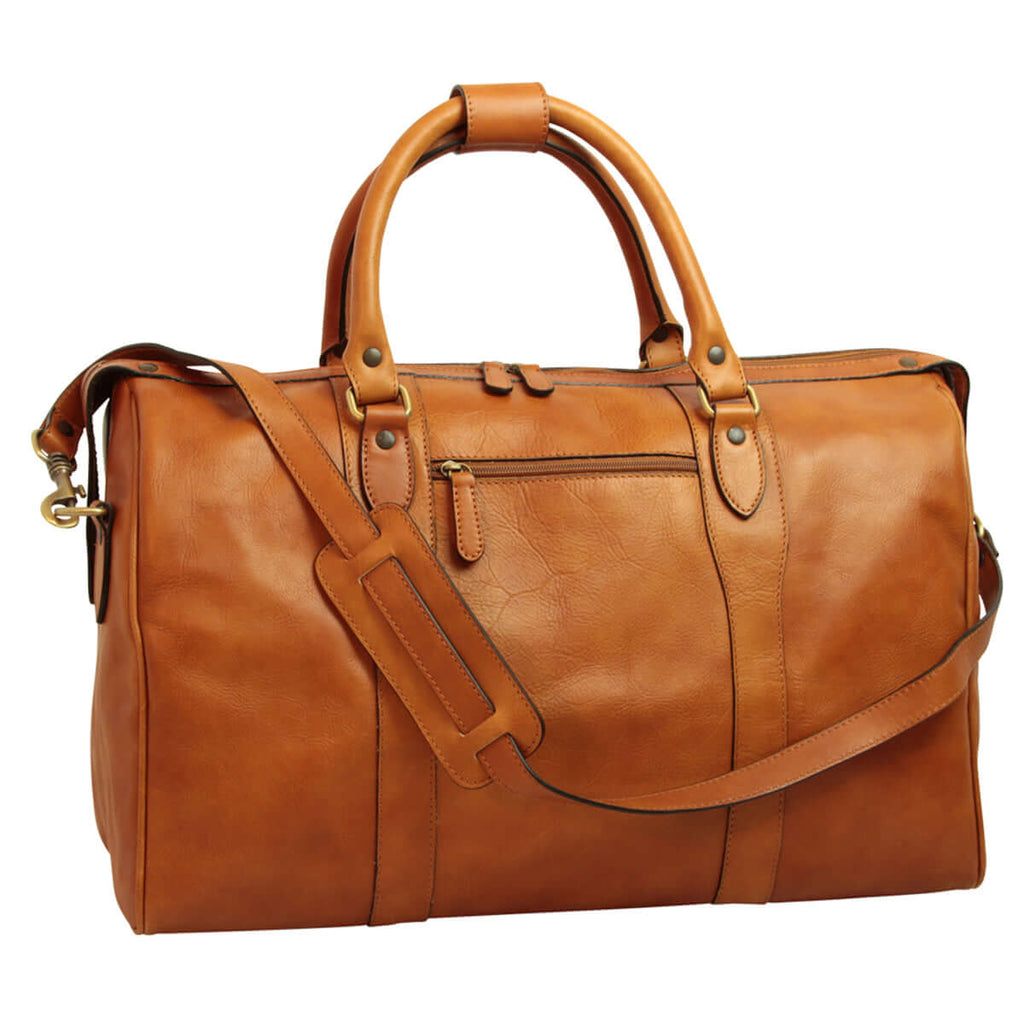 Borsa viaggio uomo pelle marrone coloniale, borsa da viaggio in pelle di alta qualità con tracolla staccabile.