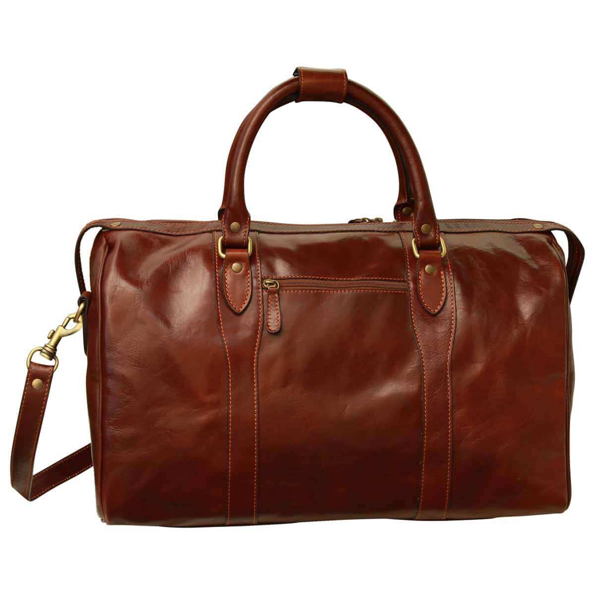Borsa da viaggio uomo pelle marrone con tracolla e zip, design elegante e robusto, perfetta per ogni viaggio.