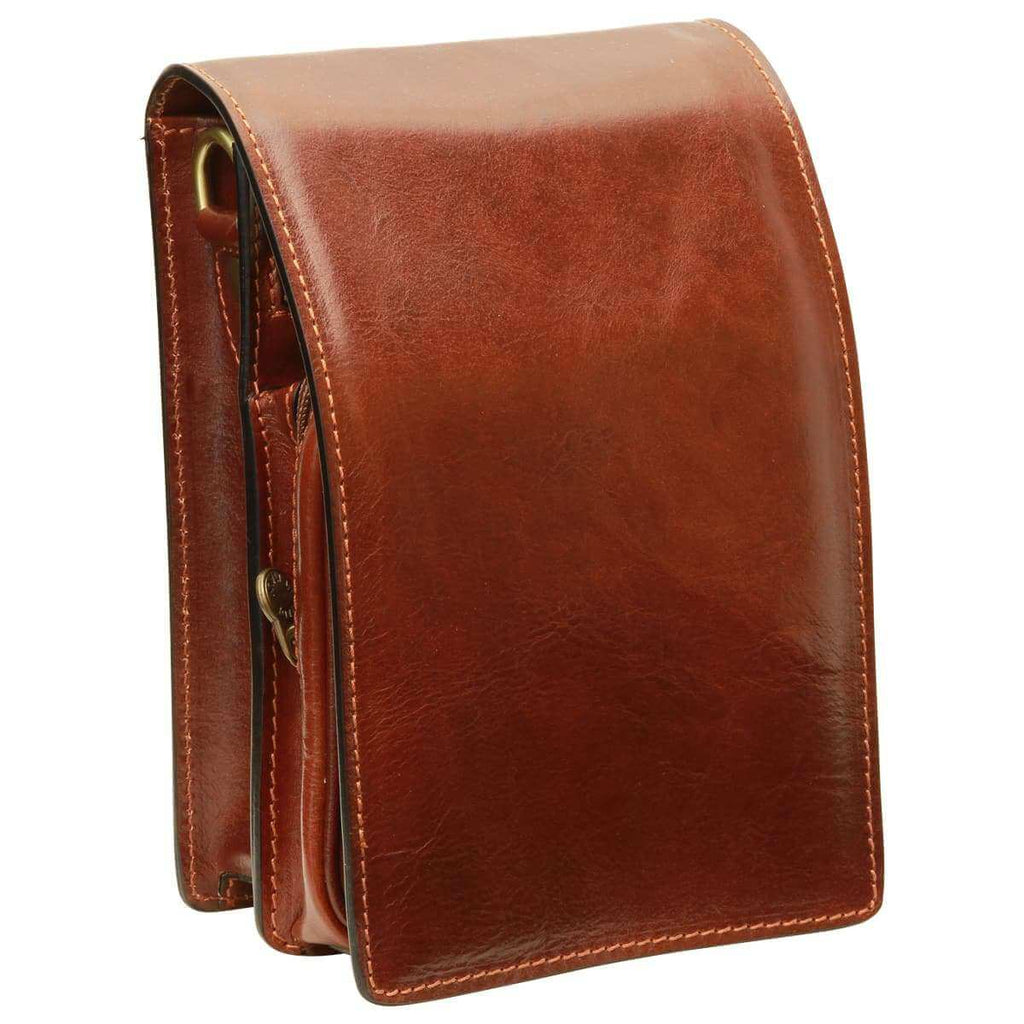 borsello in pelle marrone tracolla, borsa in pelle di vitello, elegante e funzionale