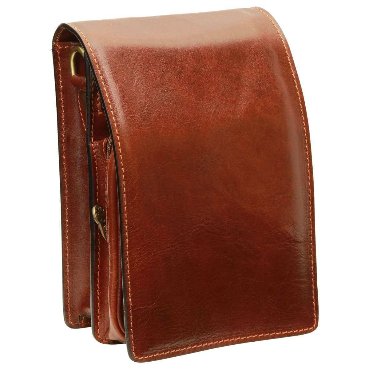 borsello in pelle marrone tracolla, borsa in pelle di vitello, elegante e funzionale