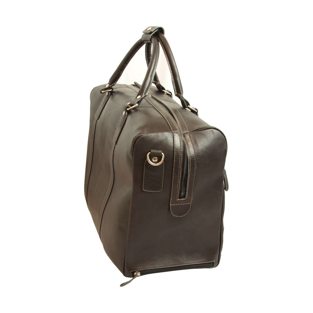 Vetrina Fiorentina -Borsone da viaggio in pelle pieno fiore con trolley - Marrone Scuro-
