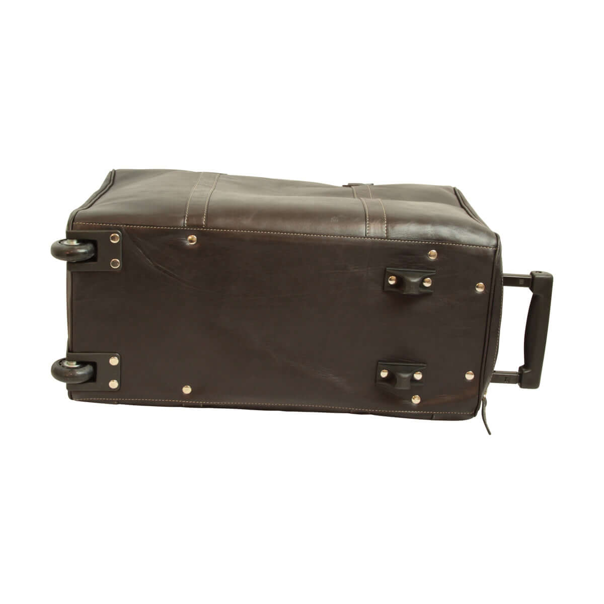 Vetrina Fiorentina -Borsone da viaggio in pelle pieno fiore con trolley - Marrone Scuro-