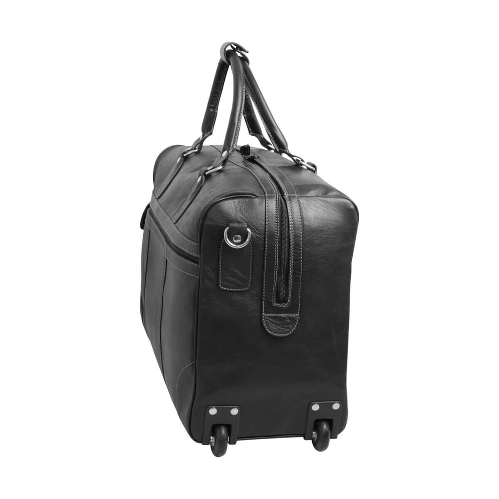 Vetrina Fiorentina -Borsone da viaggio in pelle pieno fiore con trolley - Nero-