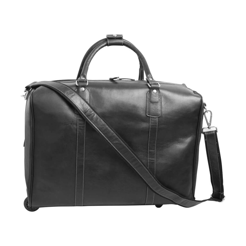 Vetrina Fiorentina -Borsone da viaggio in pelle pieno fiore con trolley - Nero-