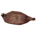 Marsupio in pelle marrone, design elegante e pratico con cintura aggiustabile, dimensioni 38 x 13 x 6 cm.