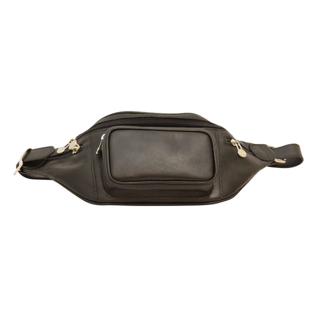 Marsupio uomo pelle artigianale nero con tasche e tracolla regolabile in pelle italiana.