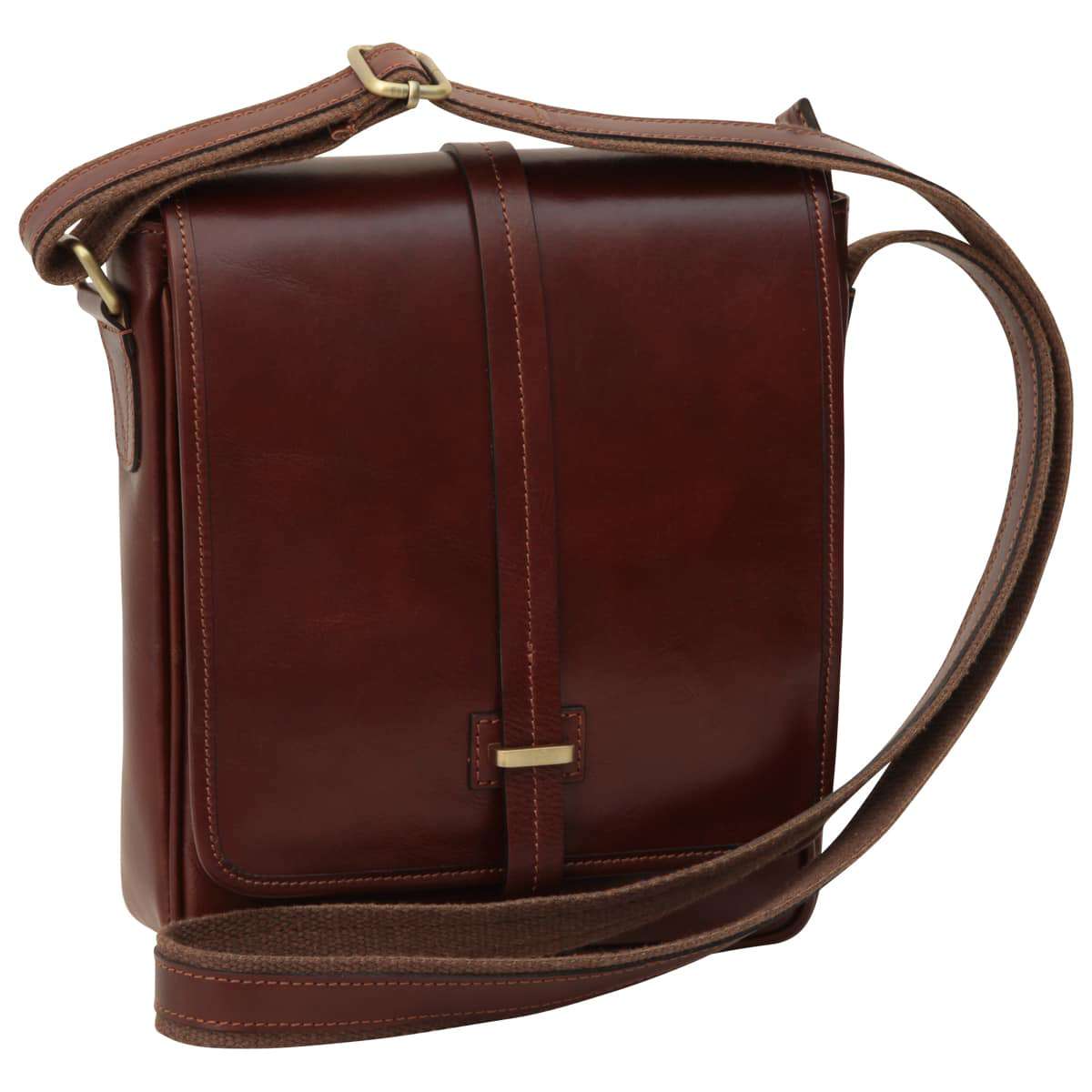 Vetrina Fiorentina -Messenger con chiusura magnetica. Marrone-