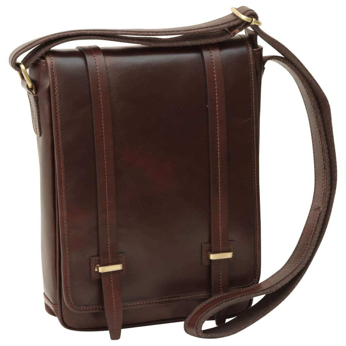 Vetrina Fiorentina -Messenger con doppia chiusura magnetica. Marrone Scuro-