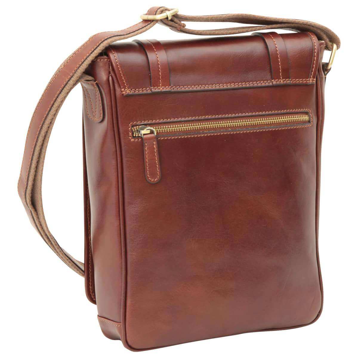 Vetrina Fiorentina -Messenger con doppia chiusura magnetica. Marrone-