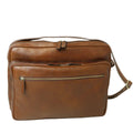 Messenger in pelle grande con zip in vitello pieno fiore, design unisex e tracolla regolabile.