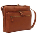 Messenger in pelle con chiusura a zip grande marrone Coloniale, perfetto per uso unisex e pratico per portare un laptop.