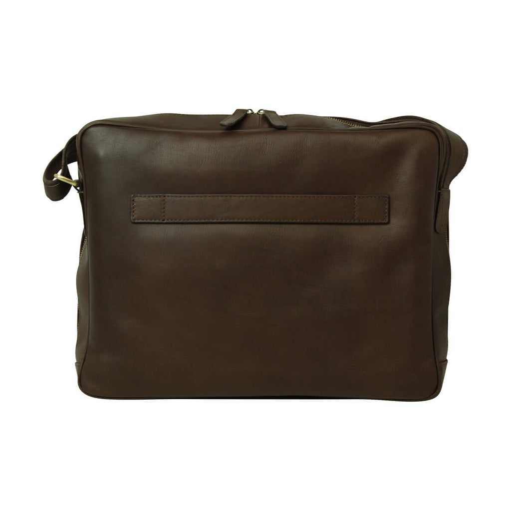 borsa messenger pelle chiusura zip grande marrone - design elegante in pelle di vitello con tasche multiple.