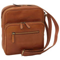 Messenger in pelle marrone chiusura zip, borsa versatile in vitello pieno fiore, perfetta per l'uso quotidiano.